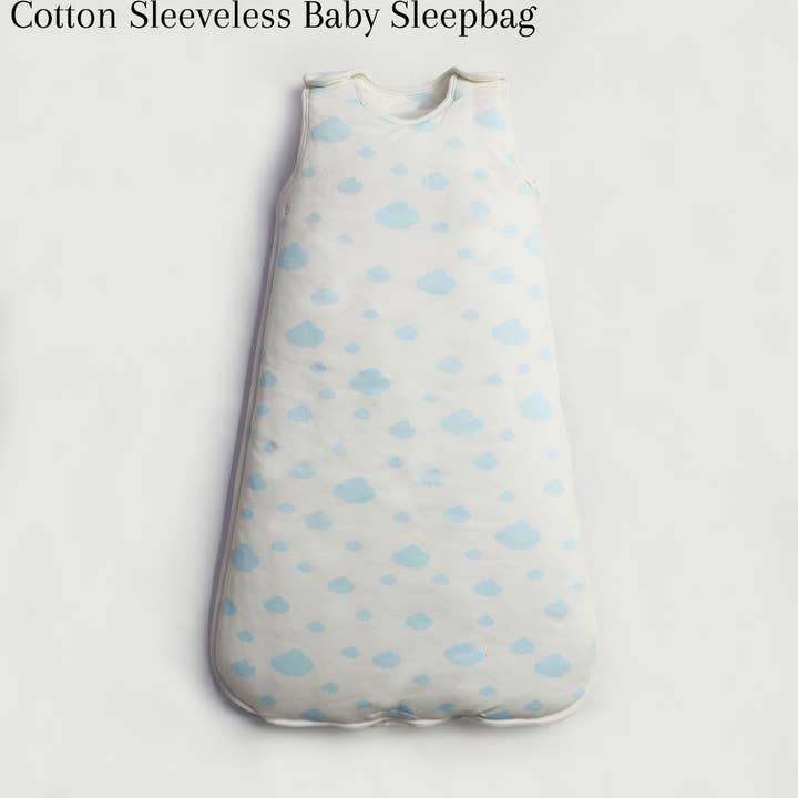 Light Blue Clouds Baby Sleeping Bag for wholesale by Cotton Passion