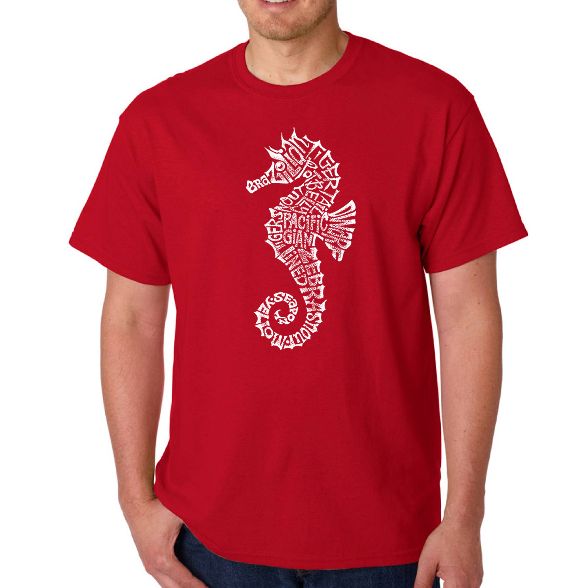 LA Pop Art - Vente T-shirt sérigraphié – homme - LA Pop Art T-shirt homme Word Art - Types d'hippocampe6