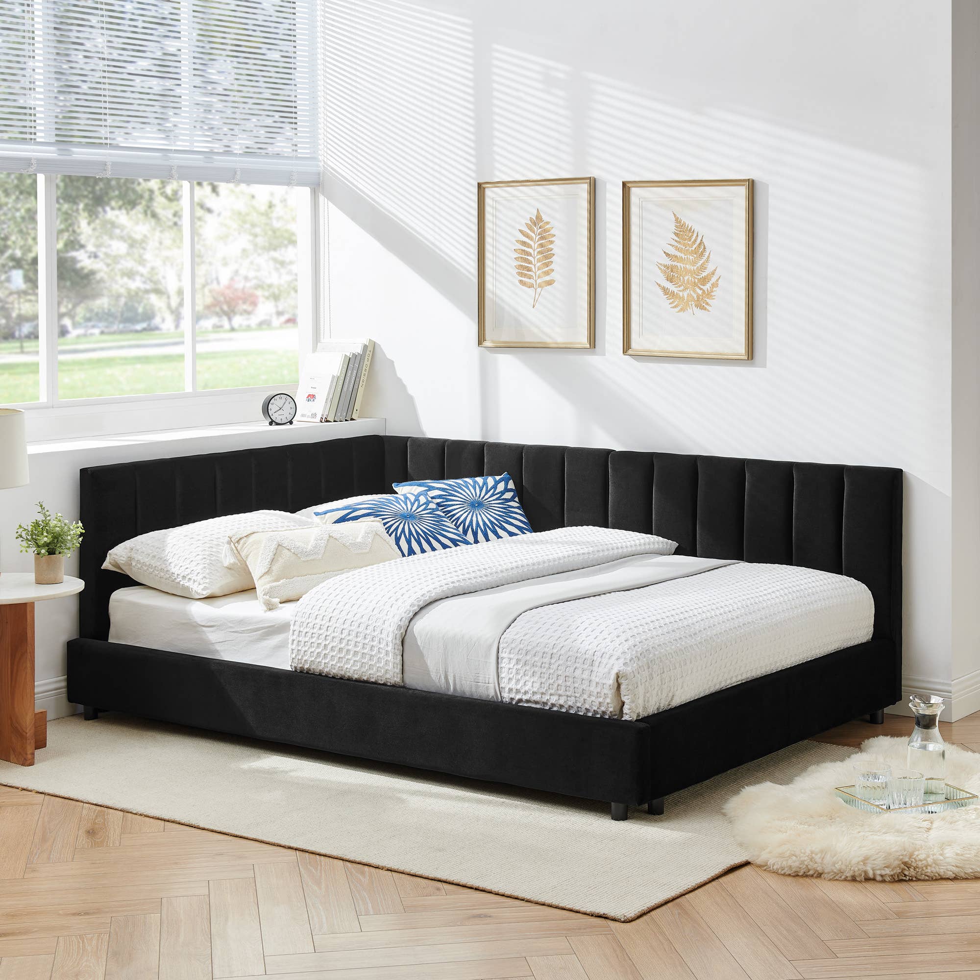 39F Inc. - Wholesale Bed - Mid-Century Full Size Tufted Bed Frame ,Gray/Beige/Black 19