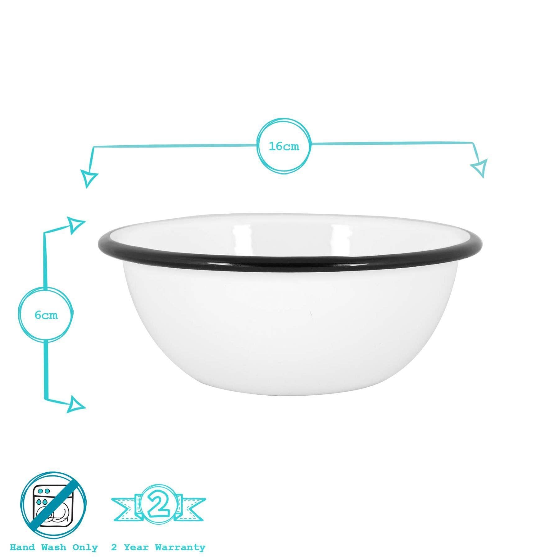 Rinkit Ltd – wholesale Bowl – Argon Tableware White Enamel Bowl - 16cm - Black5