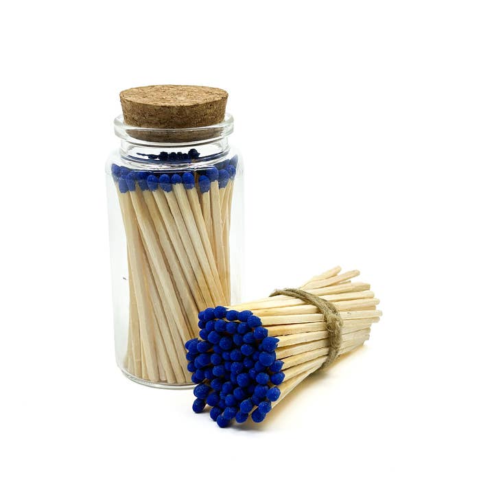 Blue Safety Matches in Jar - Bottle Glass Jar 3" Inch for wholesale by Chandler Studio