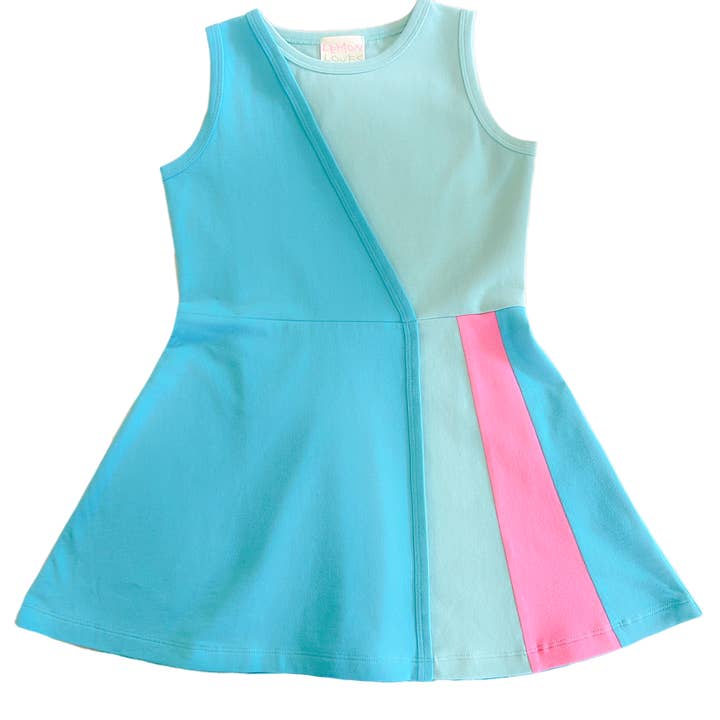 GIRL-Asymmetric Dress-S.Blue.Pastel Turq for wholesale by Lemon Loves Lime