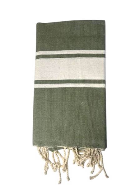 SoBeach - Wholesale Swim Cover Up - Women's - Khaki traditional fouta, recycled cotton beach towel 200x100cm