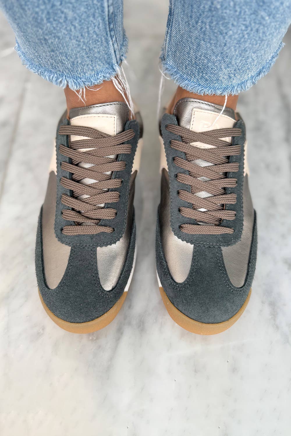 PMK SHOES - Wholesale Lifestyle Sneakers - Women's - Poema - Pewter - Handmade Cow Leather Sneakers1