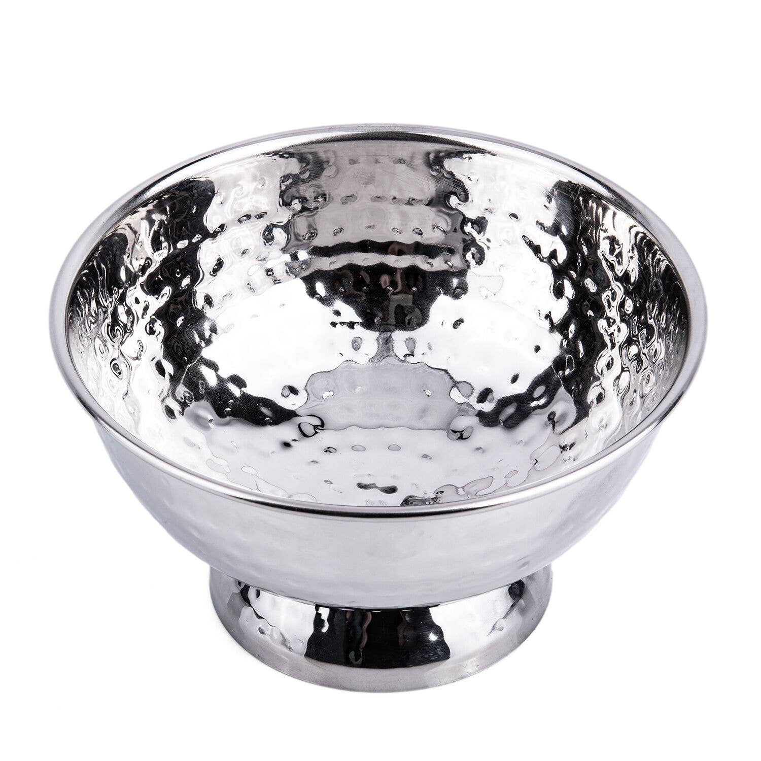 STP - Vente Bol de service - Bol martelé en acier inoxydable argenté1