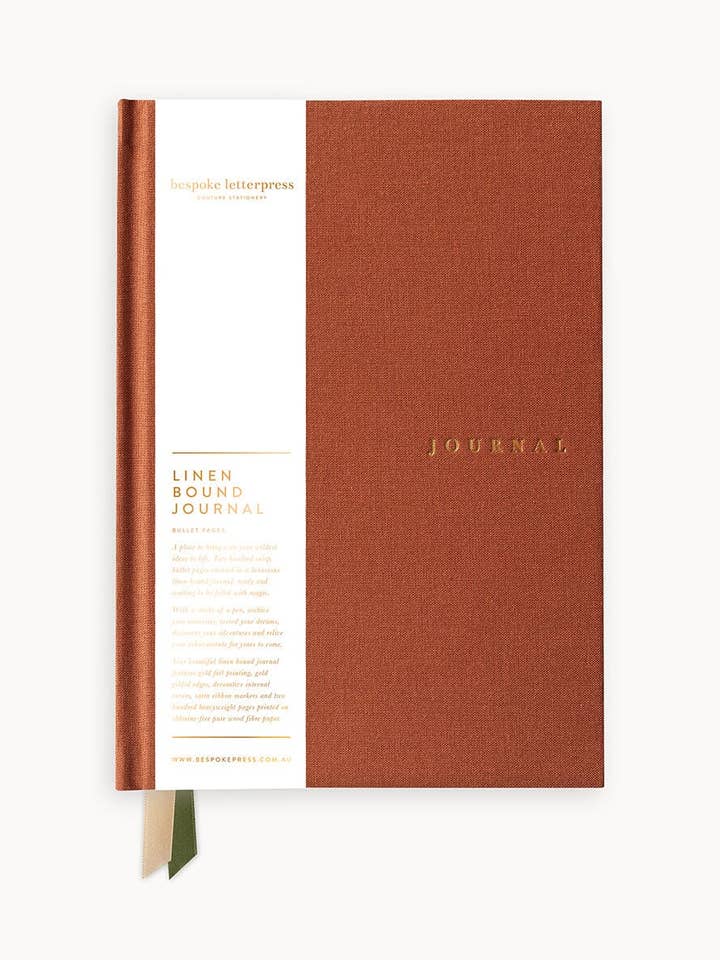 Linen Bound Journal - Burnt Clay (Blank Journal) for wholesale by Bespoke Letterpress