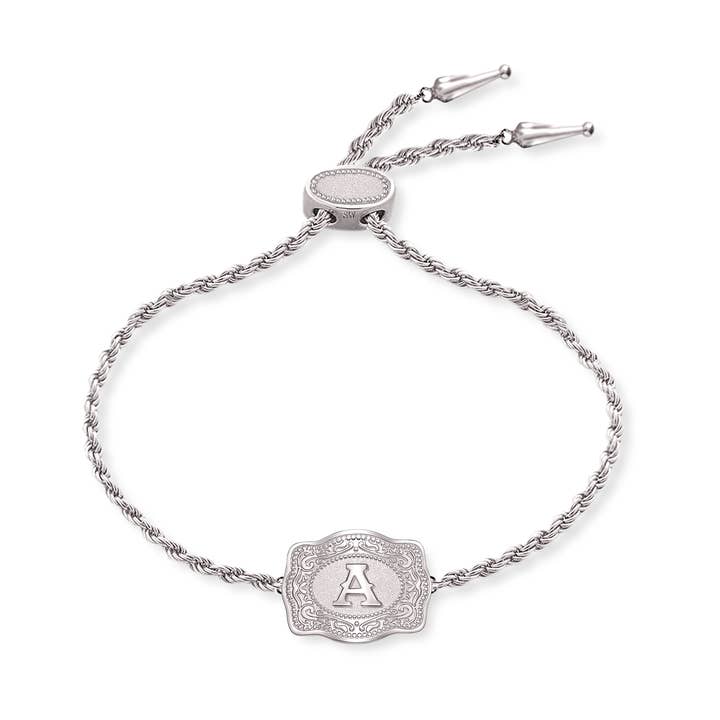 SpurWest Ultra Mini Belt Buckle Bracelet (Initial) - Silver for wholesale by SpurWest
