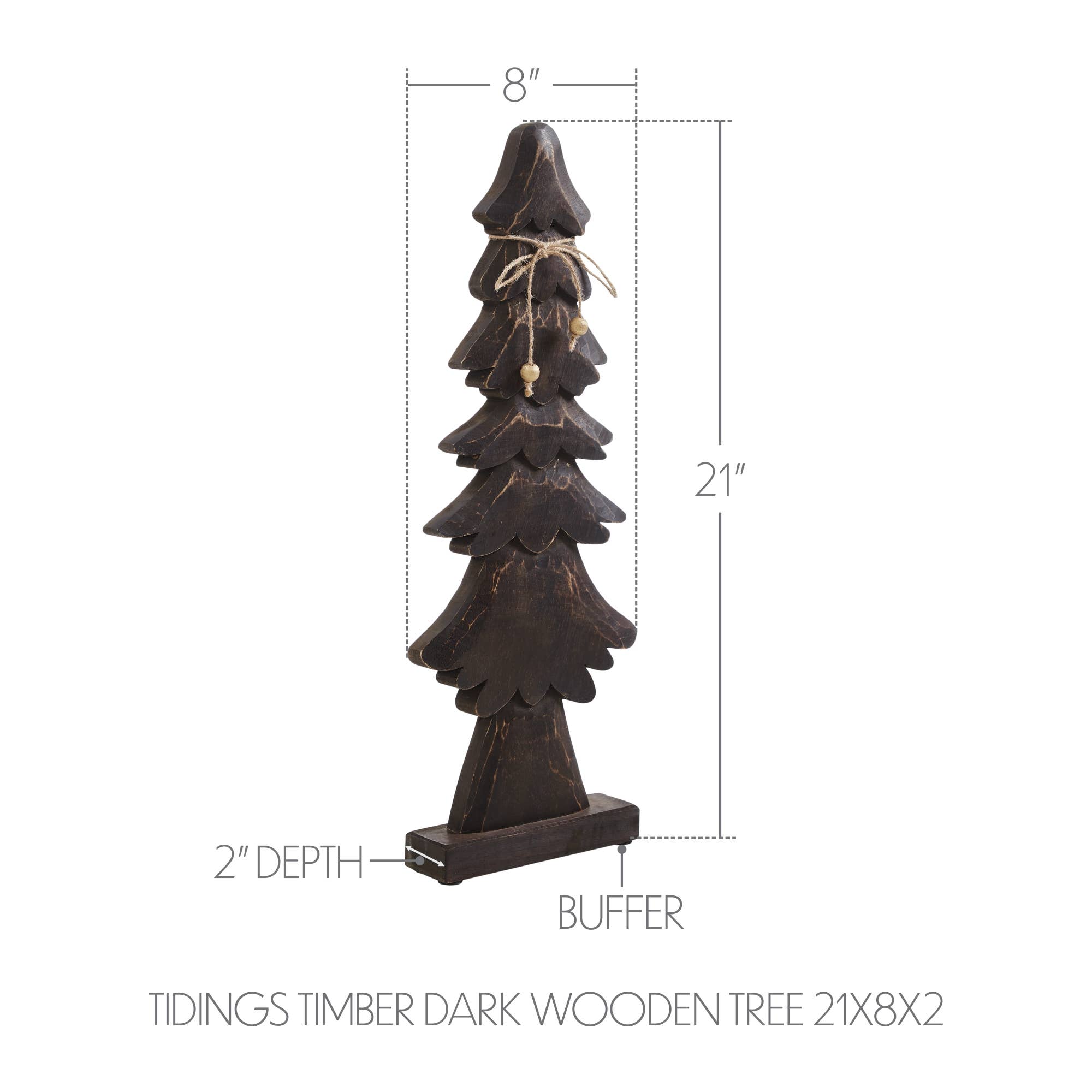 VHC Brands - Wholesale Decorative Tabletop Object - Tidings Timber Dark Wooden Tree 21x8x23