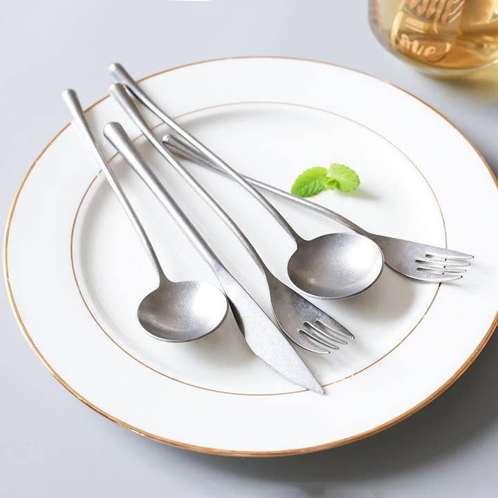 Gohobi - Wholesale Assorted Cutlery Set - Gohobi A Set of 5 Pieces Stonewashed Stainless Steel Cutlery
