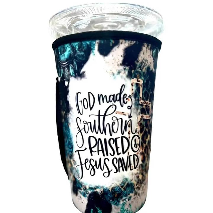 Sip Sleeves ~ Insulated Cup Sleeves and Drink Accessories - Wholesale Drink Huggers & Koozies - 30 OZ God Made Southern Raised Insulated Cup Cover Sleeve1