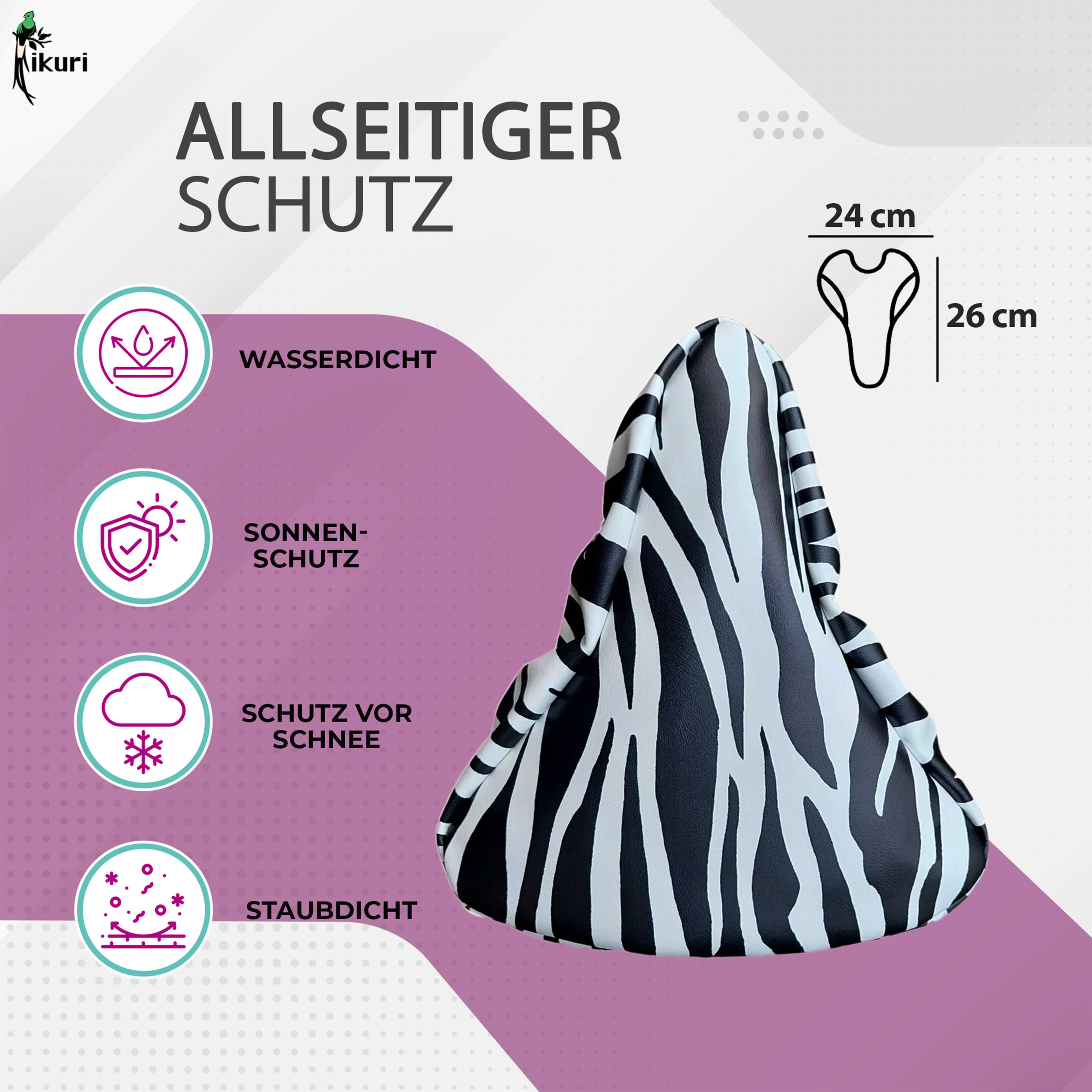 Ikuri – Großhandel Fahrradzubehör – Sattelbezug Regenschutz Fahrrad wasserdicht - Zebra1