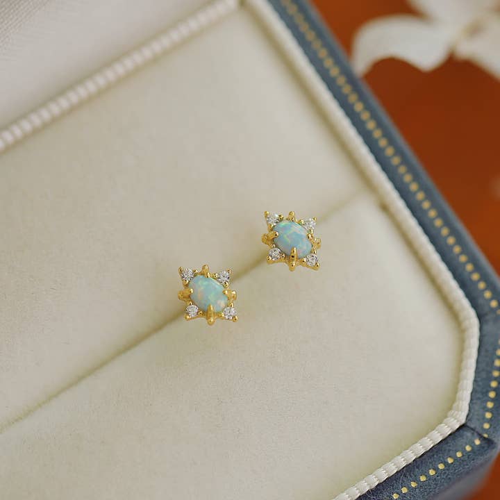 happyzzzsu - Wholesale Stud/Post Earrings - Sterling Silver Opal Stud Earrings7