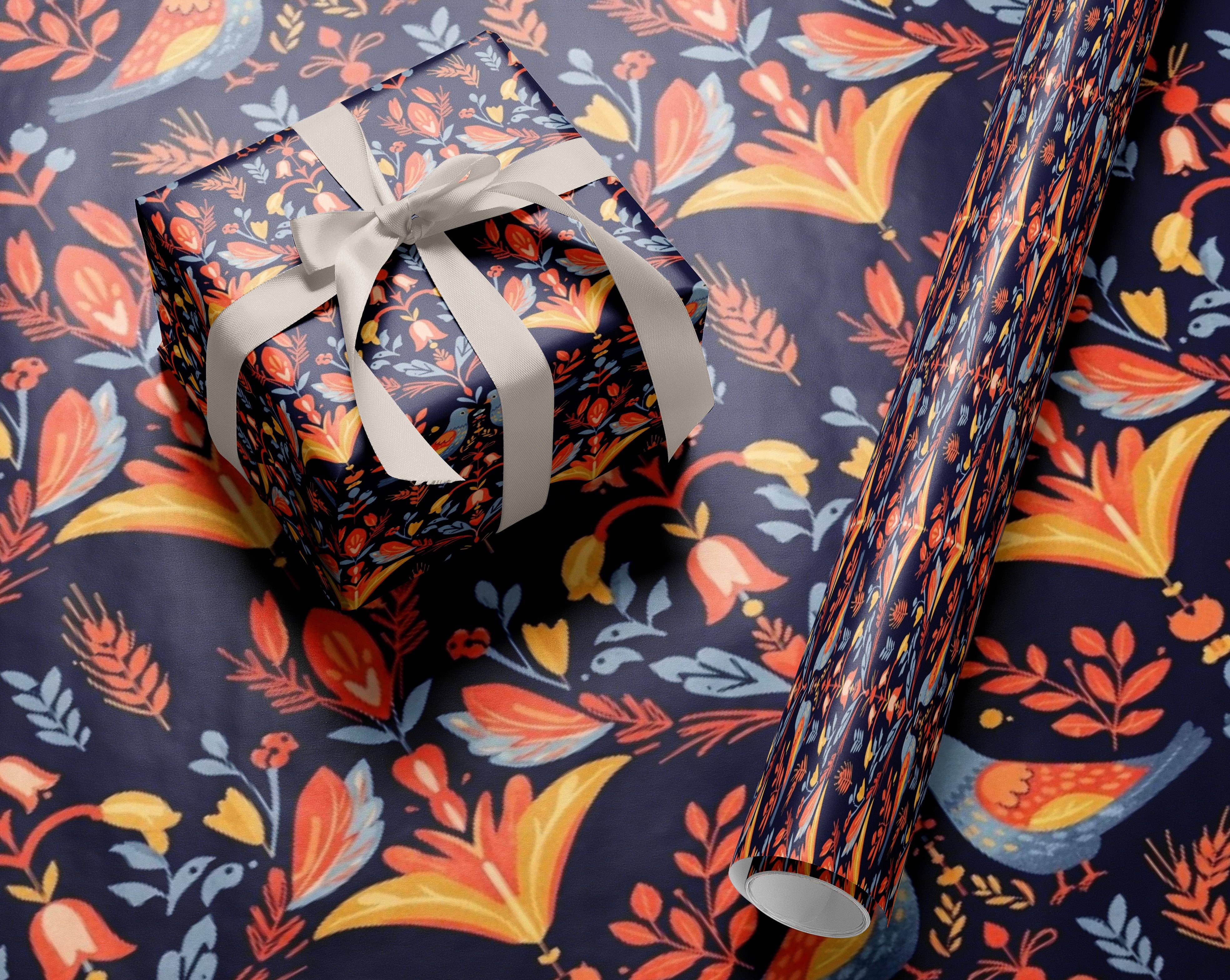 MagicMerchEmporium – wholesale Wrapping paper roll – Nordic Folk Art Wrapping Paper1