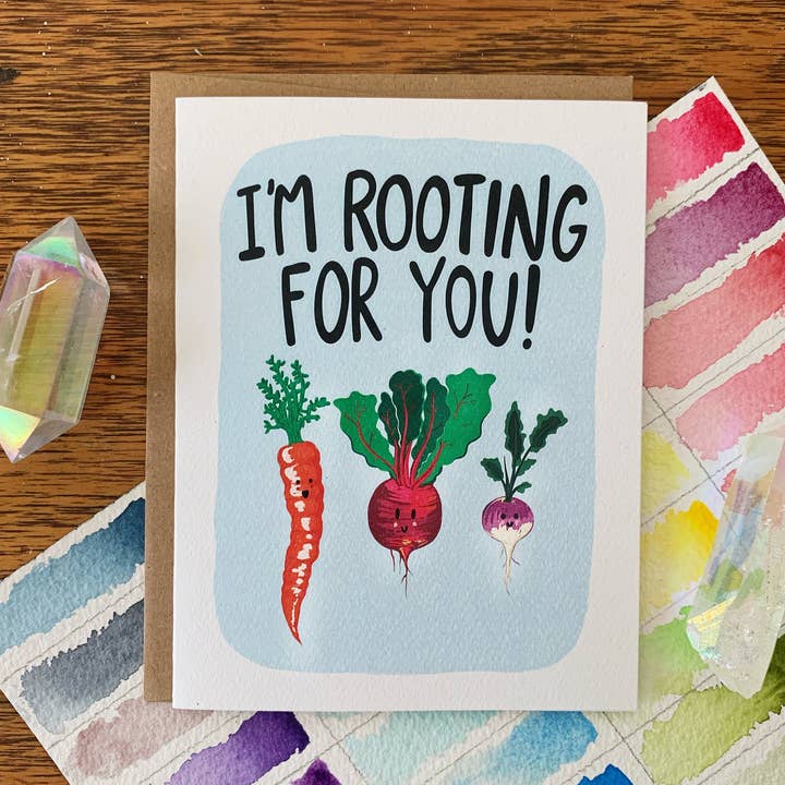Rooting For You Greeting Card for wholesale by Jess Weymouth