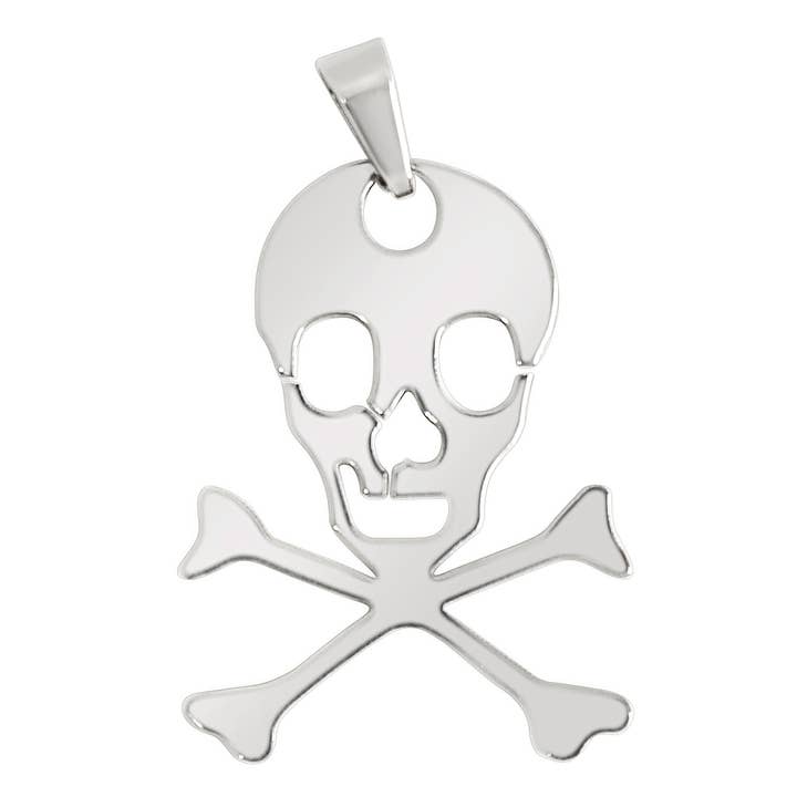 Stainless Steel Skull and Crossbones Pendant for wholesale by WJW