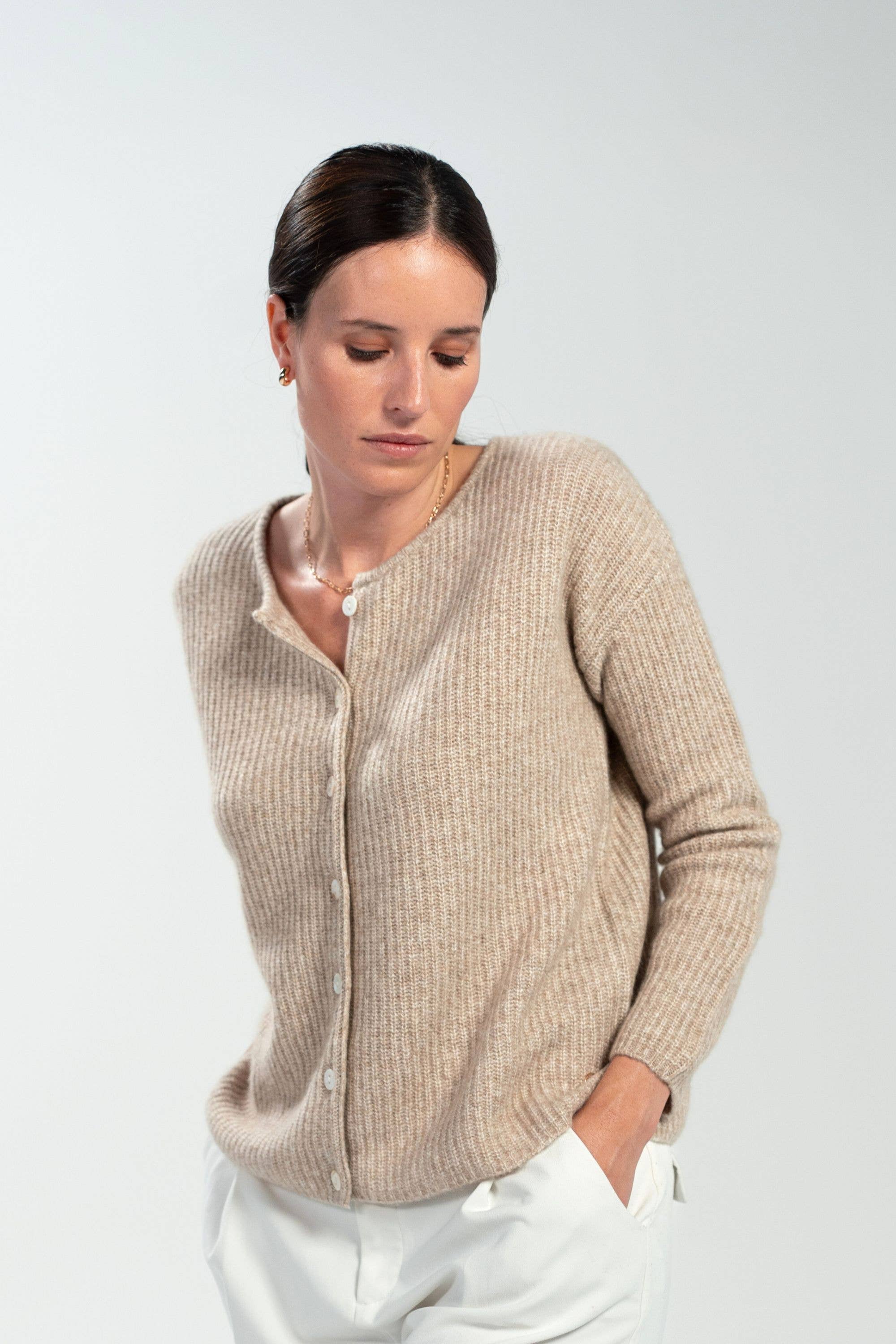 Bel Cashmere S.C. - Vendita all'ingrosso Cardigan - Donna - Cardigan Camille in cashmere e seta jaspe5