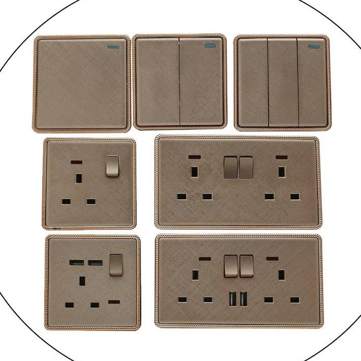 Ledsone – wholesale Accent/desk lamp – Screwless Textured Gold Light Switches & Socket8