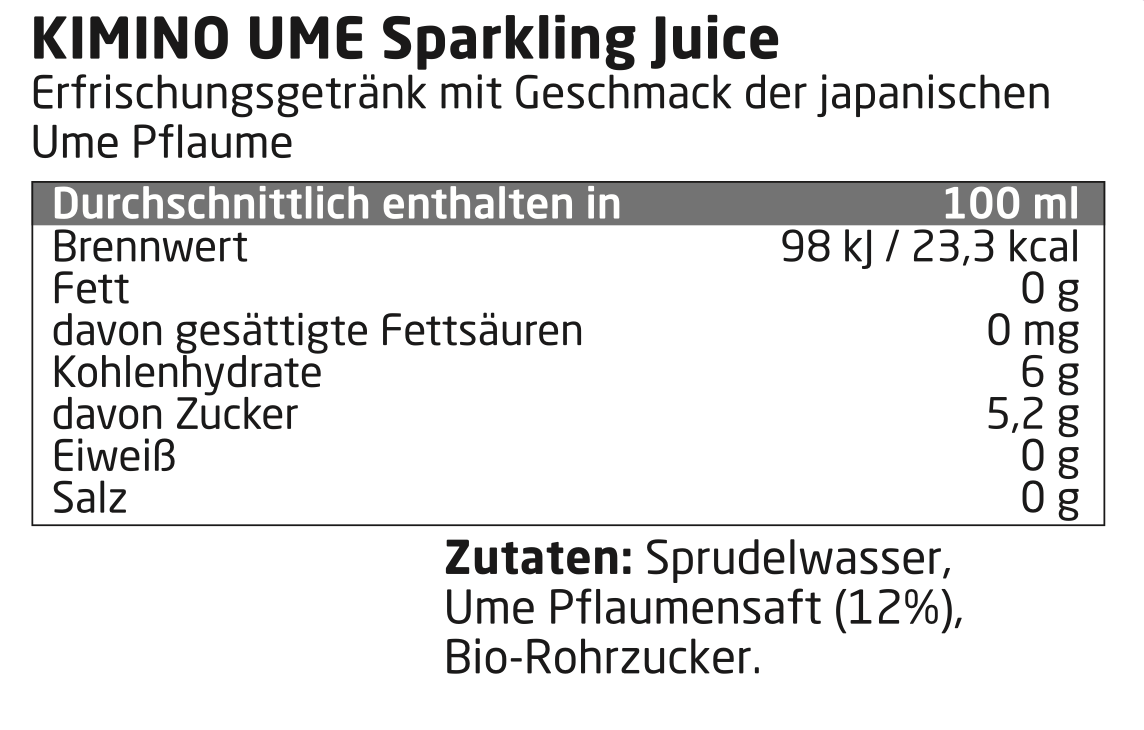 KIMINO Europe – wholesale Soda/carbonated drink – Ume Sparkling Juice 24 x 250ml2