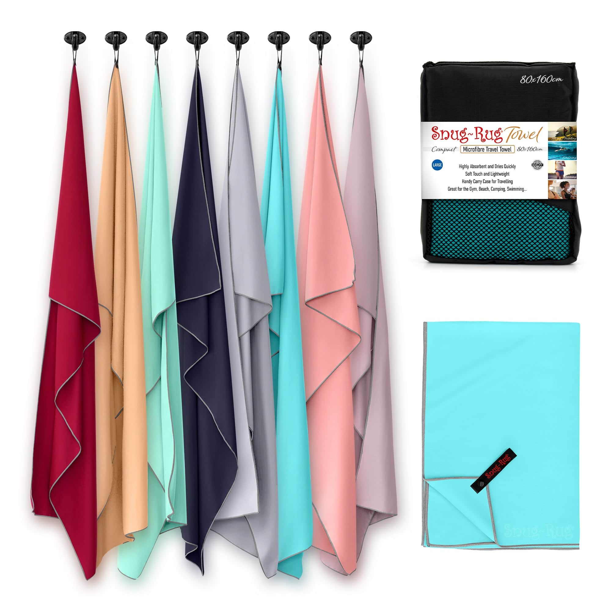 Wholesale Gifts Tomorrow - Wholesale Beach Towel - Snug Rug LG Quick Dry Beach Travel Towel Crystal Sea Blue5