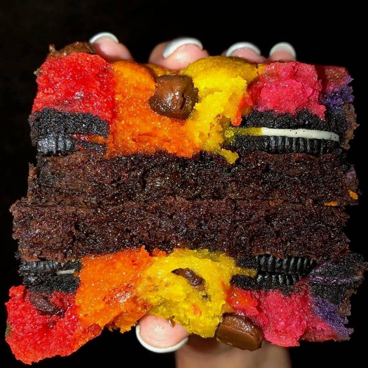 Baked in Color - Wholesale Brownie - Giant Rainbow Brookie Squares - 15 units per box