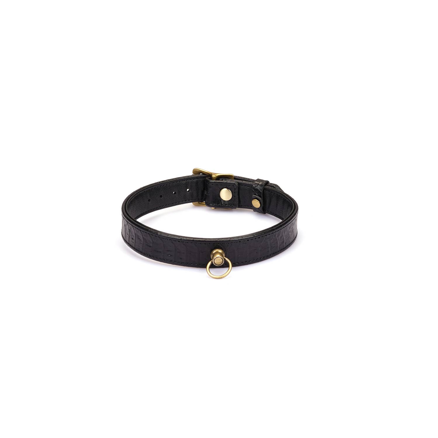 Liebe Seele - Wholesale Pet Collar - Cat/Dog - Crocodile Noir: Black Leather Collar with Chain Leash2