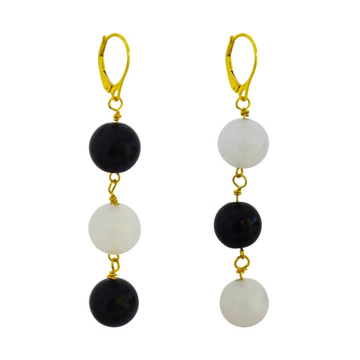 Hvid agat og sort Onyx gul guld Vermeil, 9k eller 18k Go for engroshandel hos nlanlaVictory