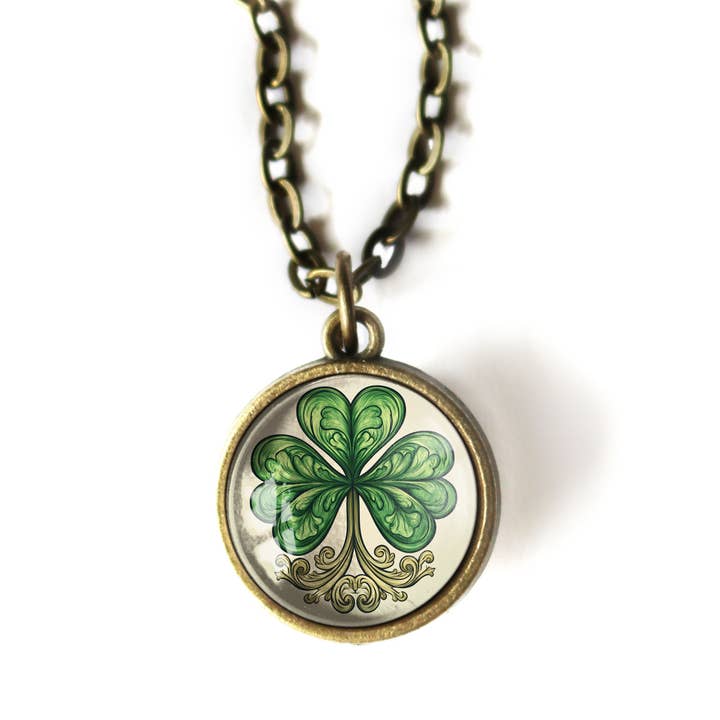 The Divine Iguana - Wholesale Pendant/Charm Necklace - Classic Shamrock Simple Reversible St Patrick's Day Necklace