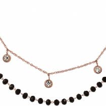 Kette zweireihig mit schwarzen Kristallen Edelstahl Rosé für den Großhandel von Style Republic - Carsten Maletz