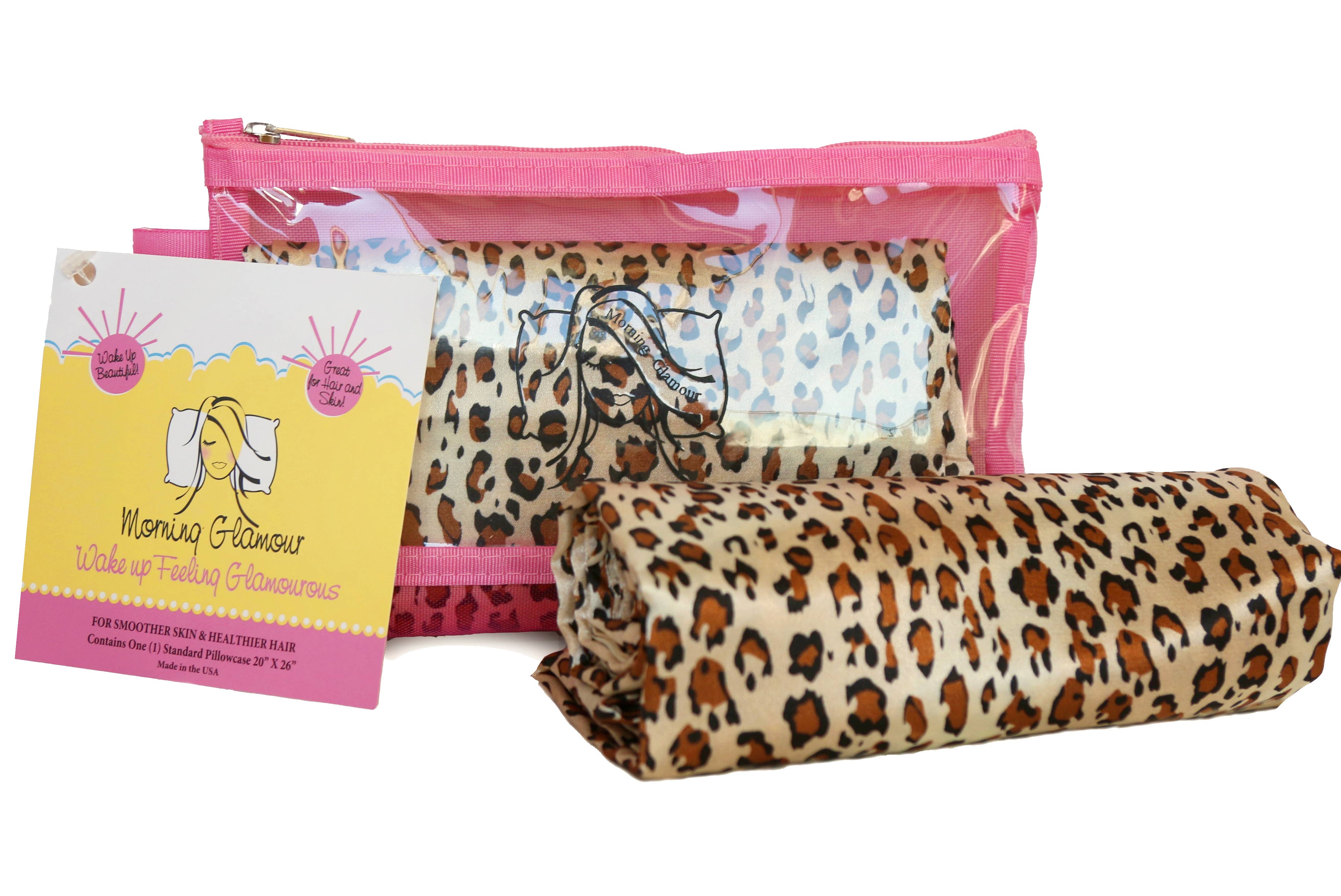 Morning Glamour - Wholesale Makeup/Cosmetic Bag - Single Satin Pillowcase in reuseable Makeup Bag0