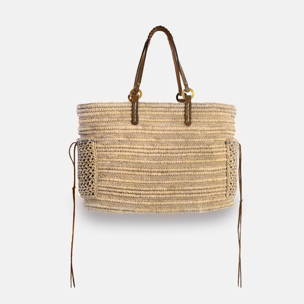 SANS-ARCIDET PARIS – Saco de praia por atacado – Boris SS23 - Saco de ráfia com alça entrançada2