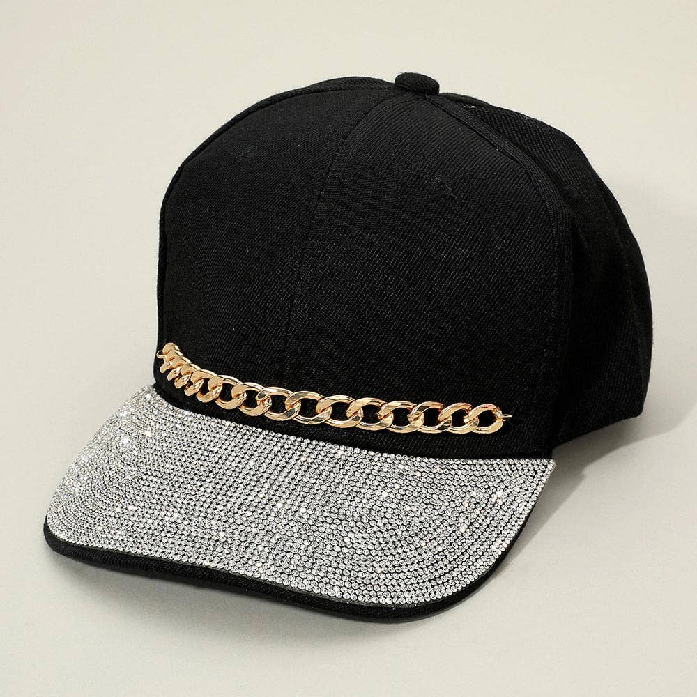 Sensibling Corp. - Wholesale Baseball Cap - Women's - Chain Detail Bling Studded Brim Baseball Cap10