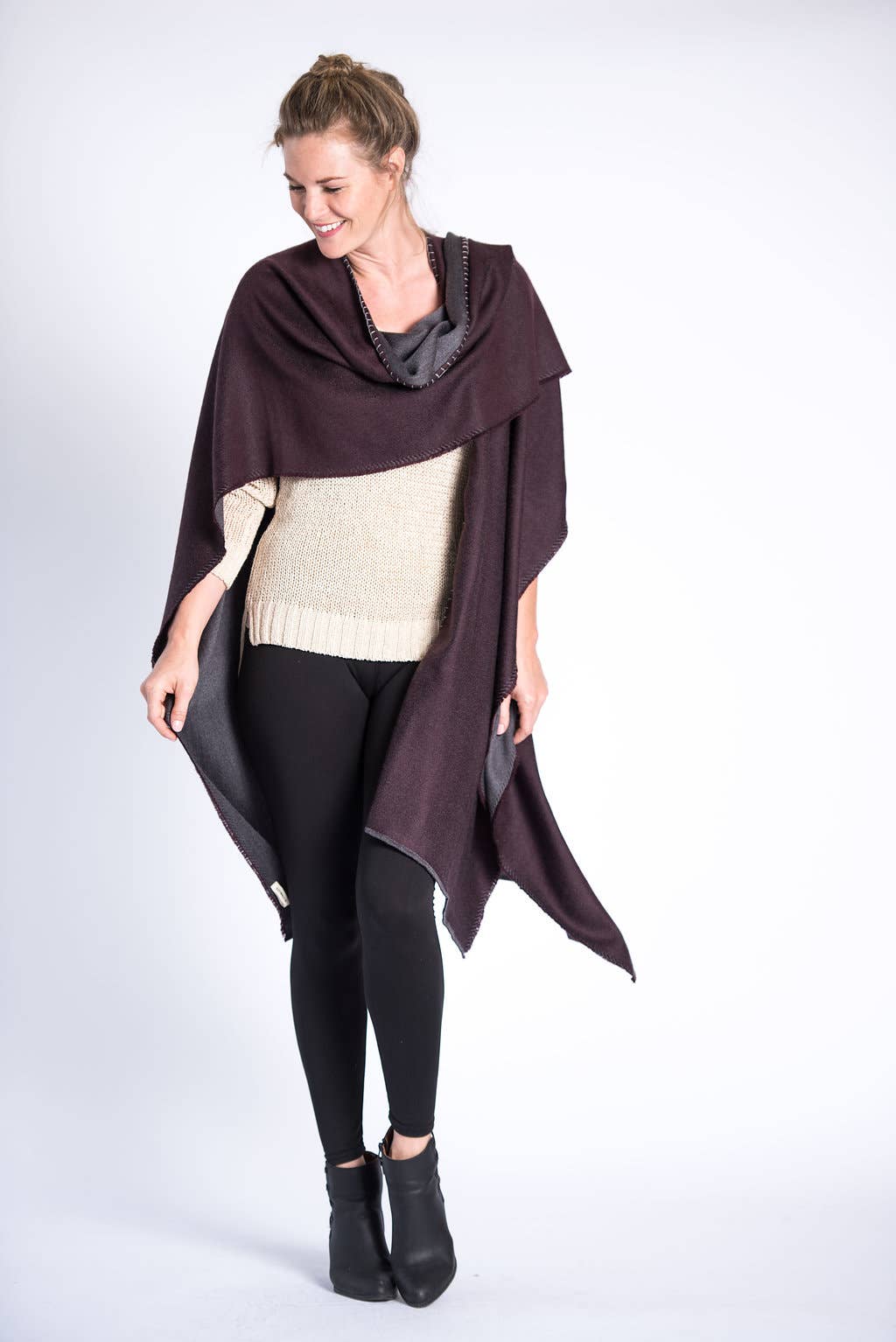 REMOVED BRAND - Wholesale Blouse - Women's - Lara Merino Reversible Wrap4