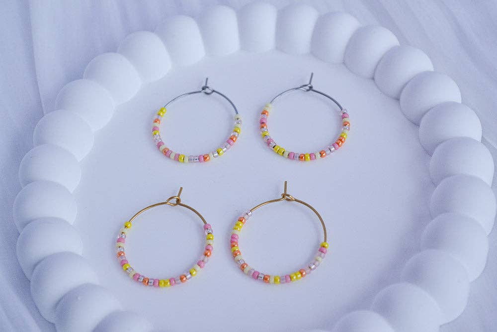 Linati Studio - Wholesale Hoop Earrings - Creoles with Pearls - Pink Lemonade2
