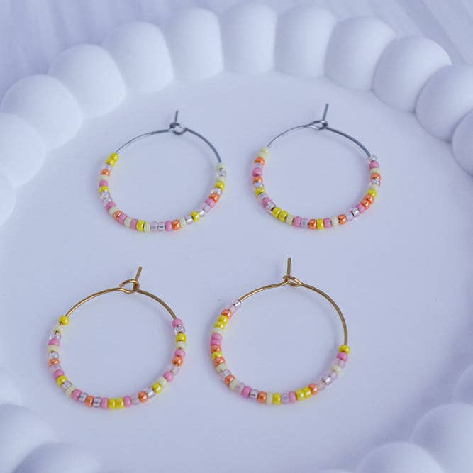 Linati Studio - Wholesale Hoop Earrings - Creoles with Pearls - Pink Lemonade2