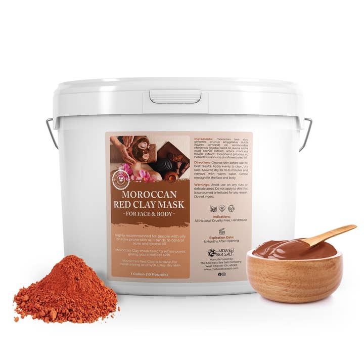The Midwest Sea Salt Company - Wholesale Skincare Face Mask - Moroccan Red Clay Mask - 10lbs (128oz)