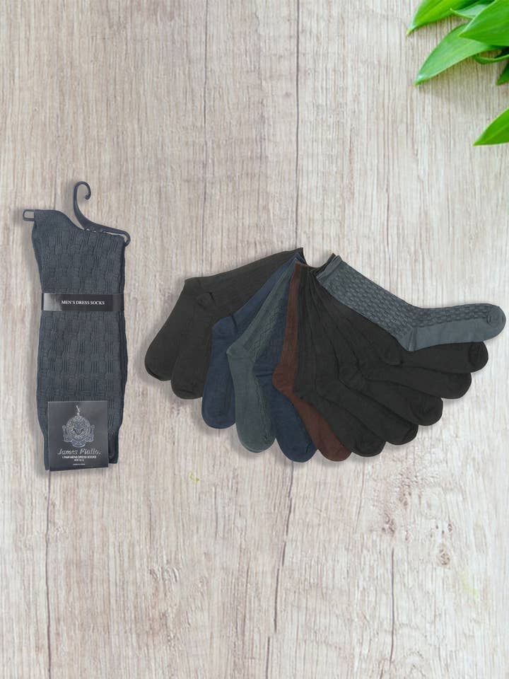 Men's James Fiallo Single Pack Patterned Athletic Dress Sock for wholesale by Isadora, Tipi toe, & James Fiallo