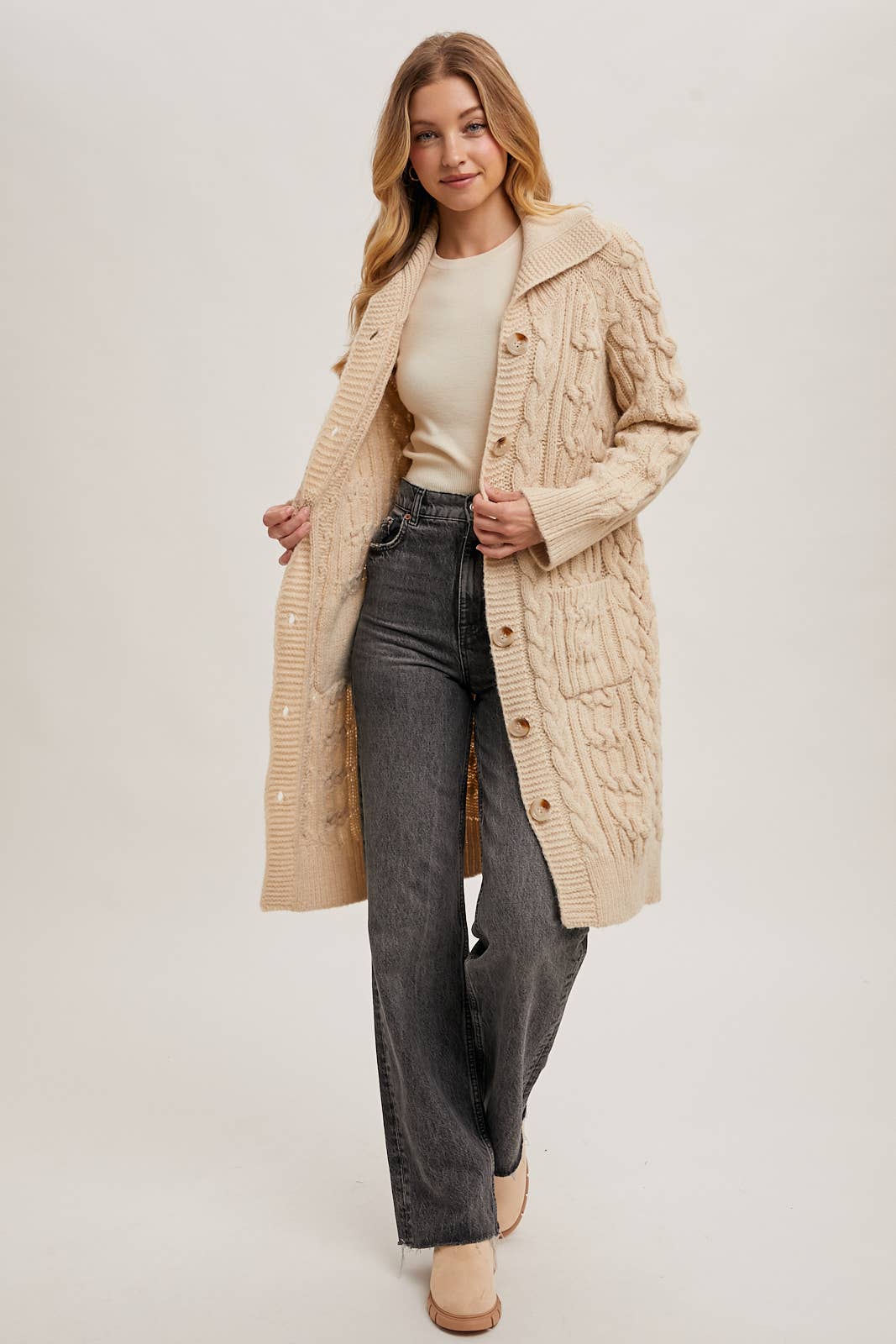 Bluivy - Vente Cardigan – femme - CARDIGAN EN MAILLE TORSADÉE BOUTONNÉE19