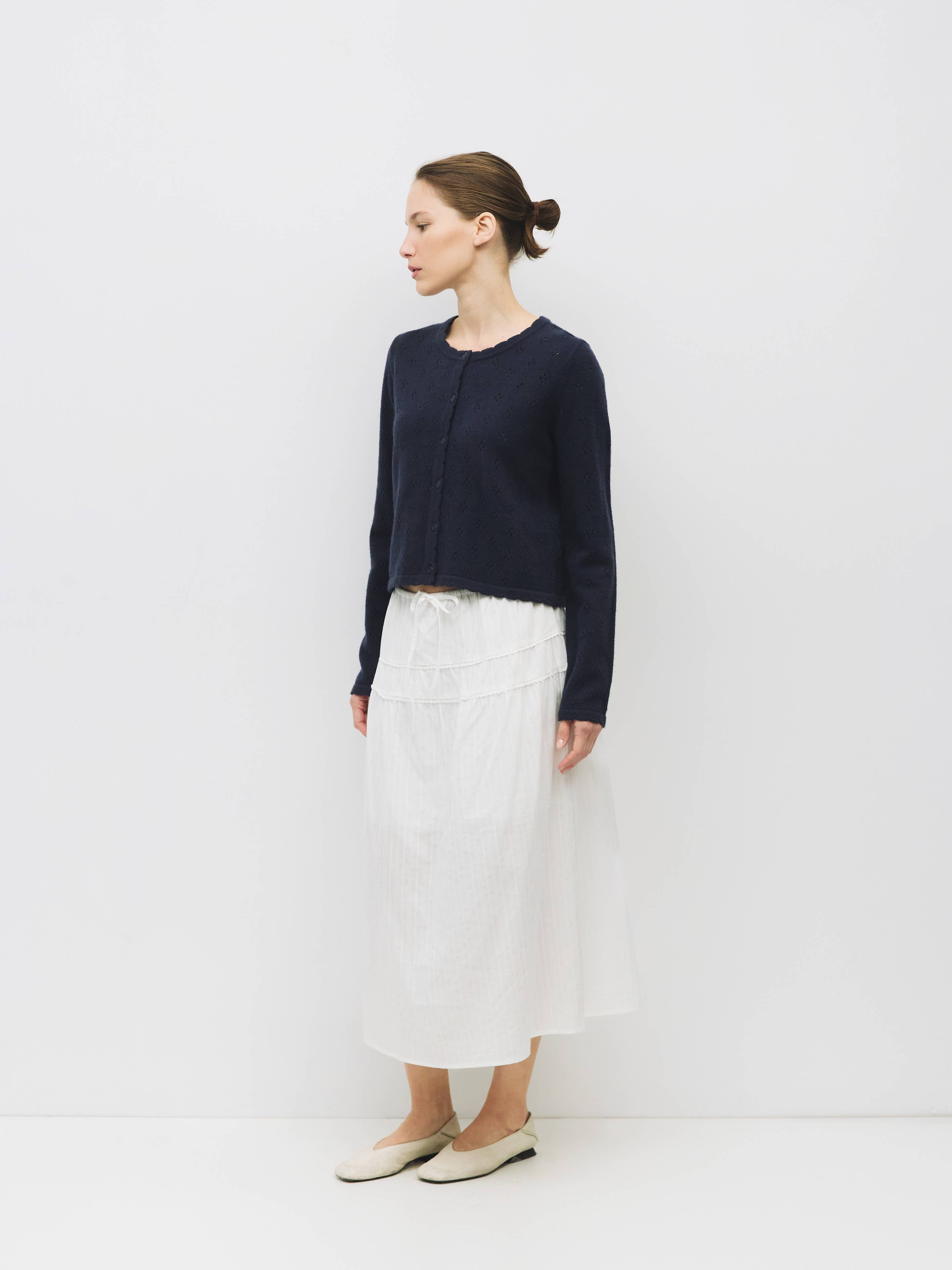 MOD REF - Wholesale Cardigan - Women's - The Carmela Cardigan | Scalloped Pointelle Cardigan10