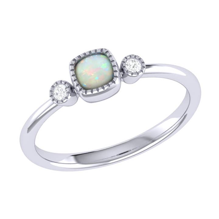 Sierkussen Cut Tanzaniet & Diamond Birthstone Ring in 14K witgoud voor wholesale door LuvMyJewelry (LMJ)