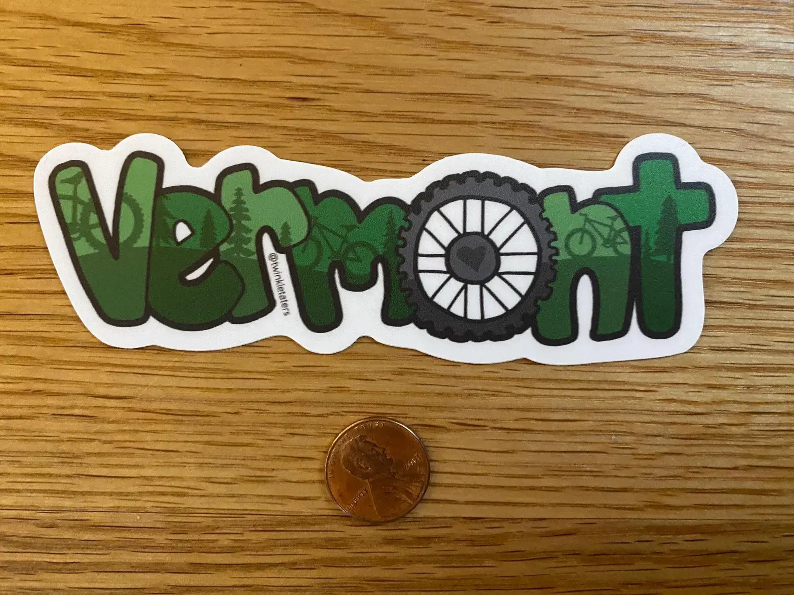Designs by Diana - twinkletaters - Wholesale Sticker - Bike Vermont 5" x 1.7" Vinyl Sticker2