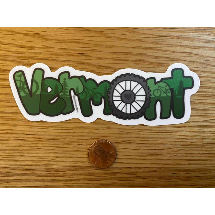 Designs by Diana - twinkletaters - Wholesale Sticker - Bike Vermont 5" x 1.7" Vinyl Sticker2