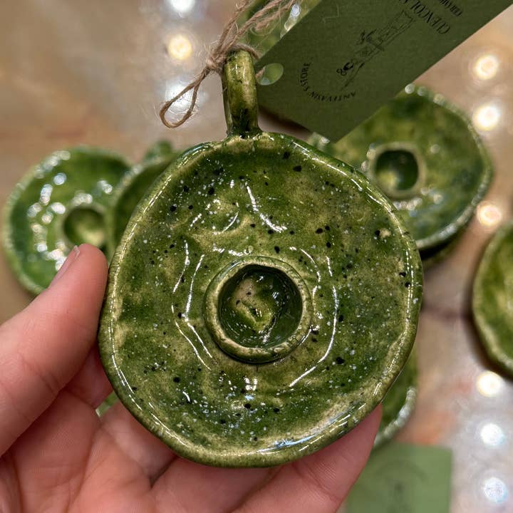 Green cuencolabro: Mediterrane bosmos keramiek schaal-kaarsenhouder voor wholesale door Antevasin´s Store