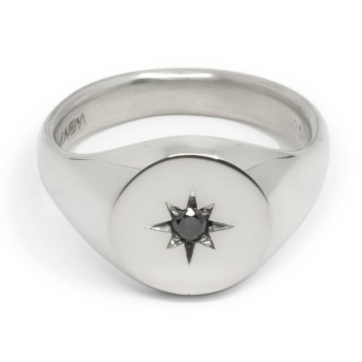 North Star Round Signet Ring - Sterling Silver for wholesale by Futaba Hayashi