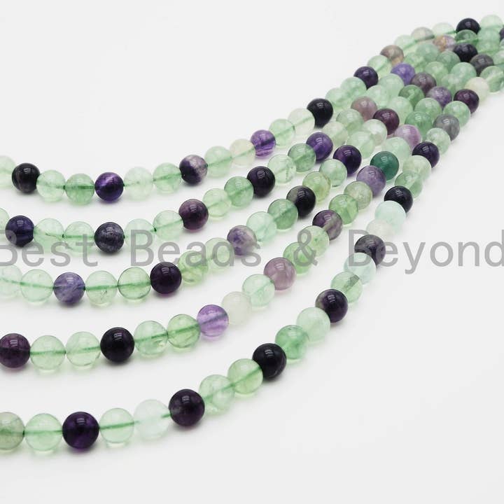 BestBeads&Beyond - Wholesale Beads - Natural Smooth Round Fluorite beads, 6mm/8mm/10mm/12mm Natural Green Purple Gemstone beads, Round Fluorite Beads, 15.5inch strand, SKU#U2442