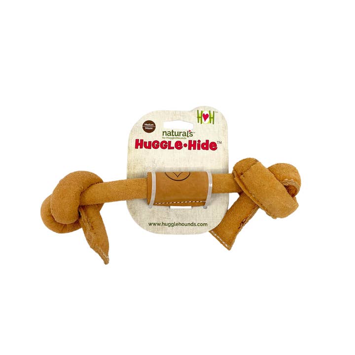 HuggleGroup – wholesale Pet rope toy – Dog – Huggle-Hide® Natural Leather Knotted Bone Dog Toy