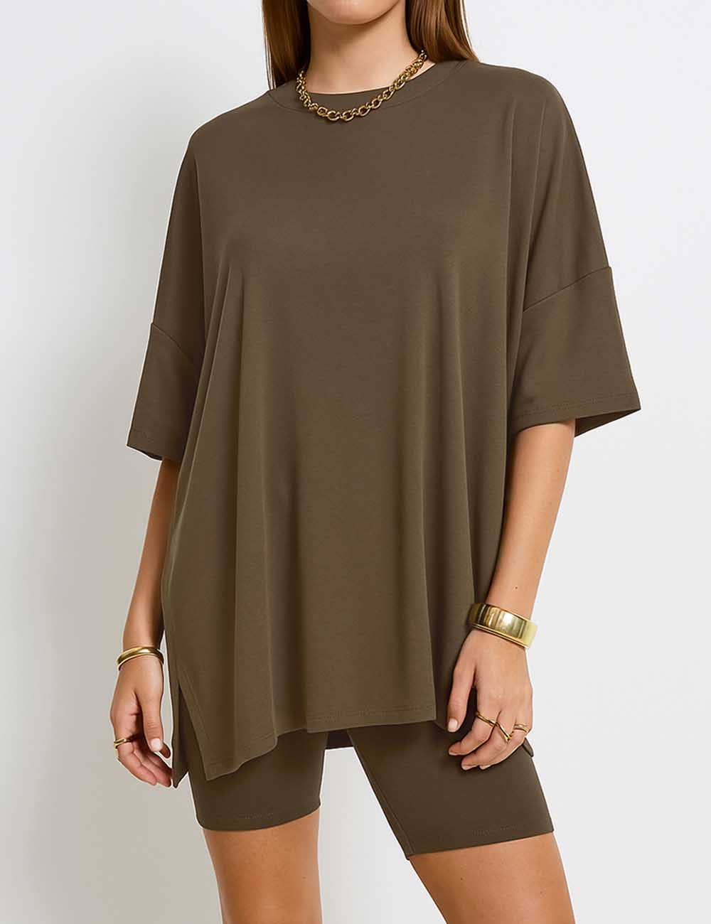 Sweetkama - Wholesale Lounge Set - Women's - Ladies Loose Top and Shorts 2PCS Casual Tee Set SKST2312944