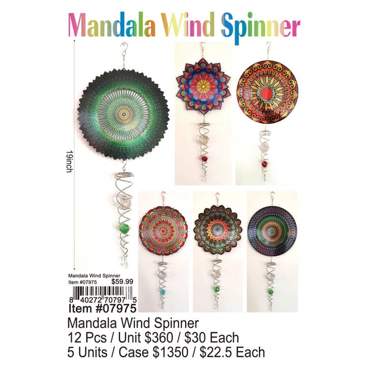 Puka Creations - Wholesale Wind Spinner - Mandala Wind Spinner