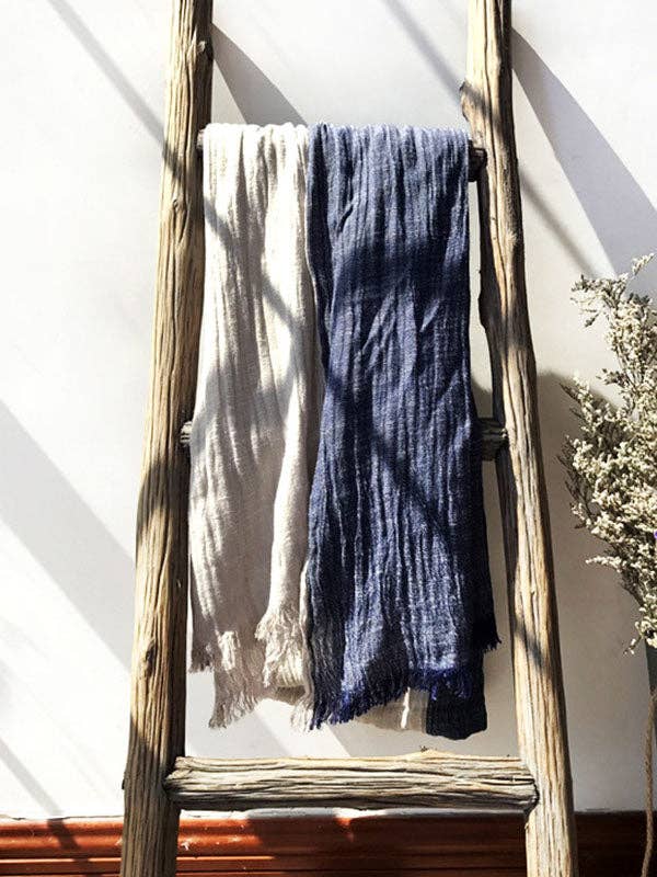 VividLux - Vente Écharpe – femme - Écharpe vintage en coton Ramie de couleur contrastante7