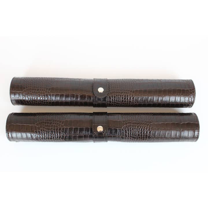 Signature Home Collection GmbH - Vendita all'ingrosso Runner - Runner da tavolo in pelle di coccodrillo marrone scuro 150 cm pelle sintetica