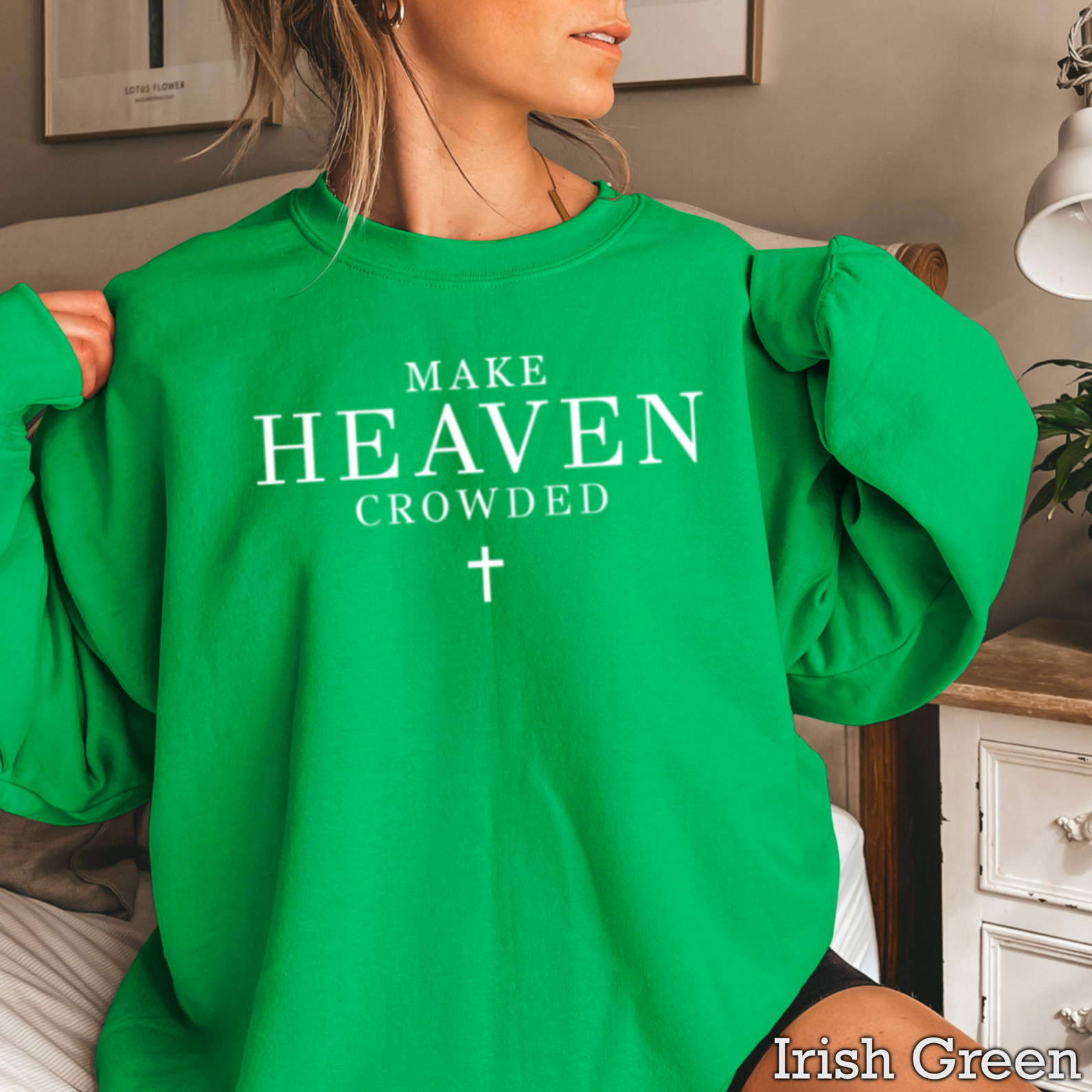 Shoppe SHC - Wholesale Graphic Sweatshirt - Women's - Make Heaven Crowded Christian Graphic Sweatshirt|Gildan 3